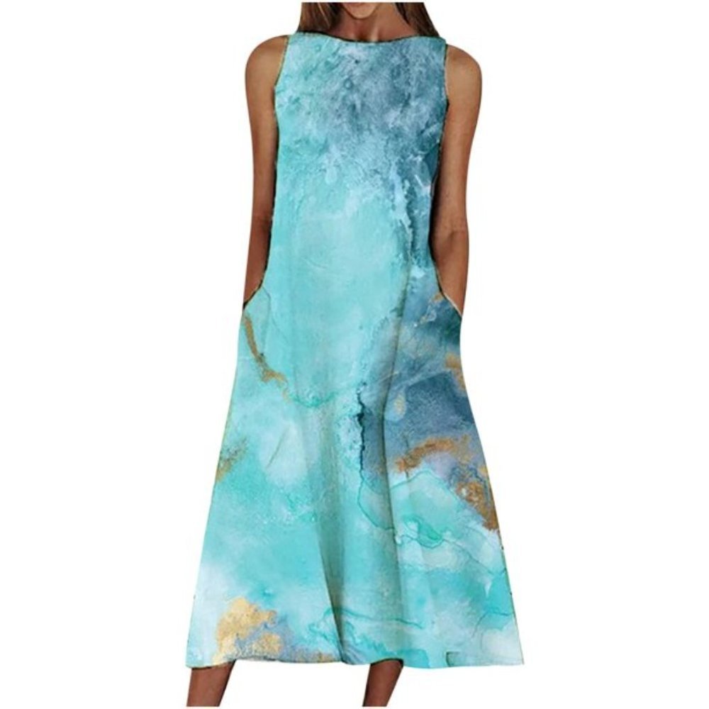 NWT C.O.Z.Y Oversized Abstract Print Boho Maxi Dress Size M